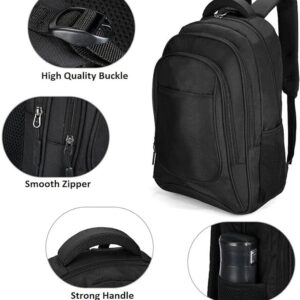 Black Laptop Backpack, Rucksack, Lightweight – fits up to 17″ inch Laptop or Tablet – Water Resistant – Large Capacity & Organized Pockets – Carry on Flight Approved – – for Work Travel University School Hiking