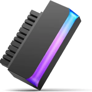 AsiaHorse 24 Pin 90° ATX Adapter with ARGB Lighting | Easy Cable Management, 5V 3-Pin Sync, 6 Addressable LEDs, Universal ATX Compatibility – Black