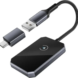 Wireless Car Adapter – Universal CarPlay & Android Auto Converter, USB-C/USB-A, Auto-Pairing, Fast 5-15s Connection, Plug & Play Wireless Upgrade