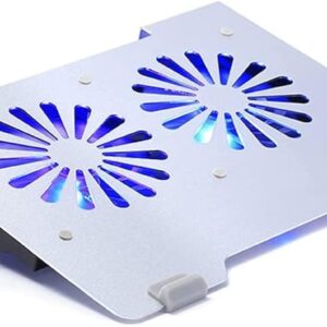 Aluminum Alloy Gaming Laptop Cooler Cooling Pad | 2 Quiet Fans | Support Up to 17.3 Inch Heavy Notebook, Laptop | 5 USB PORTS | 2 Big fans | 380 x 285 x 70 mm | Silver