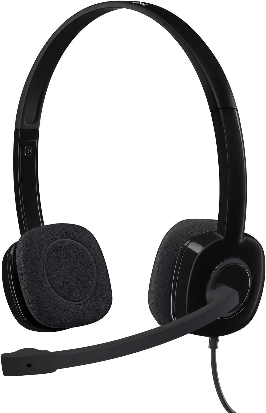Logitech H151 Wired Headset, Analog Stereo Headphones with Rotating Noise-Cancelling Microphone, 3.5 mm Audio Jack, In-Line Controls, PC/Mac/Laptop/Tablet/Smartphone – Black