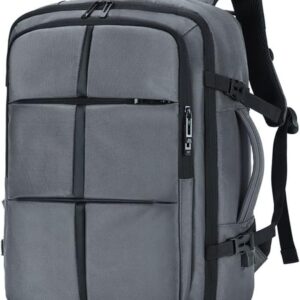 Unisex Multifunction Backpack – Heavily Padded for up to 17.6″ Laptop – Expandable – Waterproof – USB Charging Port – Suitable for Travel Carry On , School , Outdoor Sports – GREY