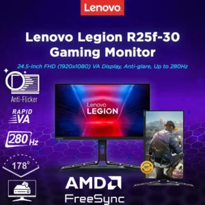 Lenovo Legion-R25f-30 | 25 Inch (63.50cm) | FHD 240Hz Gaming Monitor | 0.5ms, AMD FreeSync, 99% sRGB, 90% DCI-P3, 3Wx2 Speaker, 2xHDMI, 1xDP| Tilt, Swivel, Pivot, Height Adjust Stand | BLACK