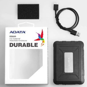 ADATA ED600 USB3.1 Tool-Free Easy Swap IP54 Waterproof Shockproof Dustproof 2.5inch SSD and Hard Drive Enclosure