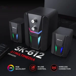 XTRIKE ME SK-612 2.1 Multimedia Speaker System – RGB Lighting, Subwoofer, 11W Output, USB Power, Stereo Sound, 150Hz-20KHz Frequency Response, 3.5mm Jack