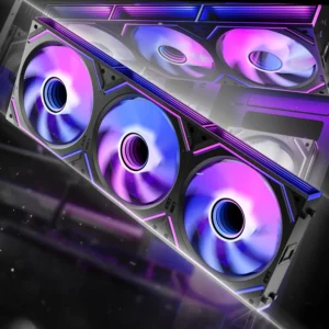 AsiaHorse Dawn Pro ARGB 120mm Fan 3-Pack – Modular Daisy Chain, Infinity Mirror, PWM Control, HDB Bearing, 900-1850 RPM, 71 CFM Airflow, ARGB Sync – Forward Black