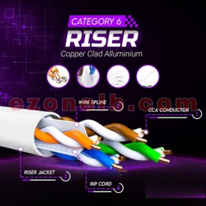 NETLINK Cat6 Riser Cable 300m 23AWG 550MHz , INDOOR ,4 Pairs UTP , WHITE