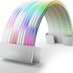 ASIAHORSE AURORA PRO ARGB PSU Cable Cover – 108 LEDs | 5V 3-Pin Sync | Fits 24-Pin & Dual 8-Pin GPU Cables | White Cover | Clean Aesthetic Cable Management