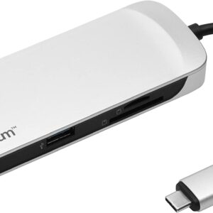 Kingston Nucleum USB C Hub, Type-C Adapter Connect USB 3.0, HDMI, SD/MicroSD , White