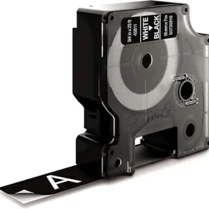 PROSPECT DM1 Compatible Label Tape – Black on White, Polyester, 12mm Width, Durable Thermal Transfer Printing, Easy-Peel Split Back, For Home & Office Labeling