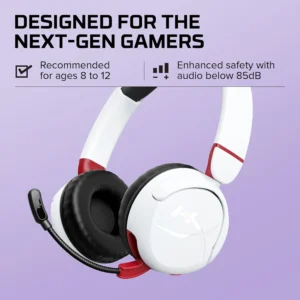HyperX Cloud Mini Wireless White Gaming Headset – 85dB Safe Volume, 30mm Drivers, Bluetooth, 25Hr Battery, Multi-Platform Compatible (Open Box)