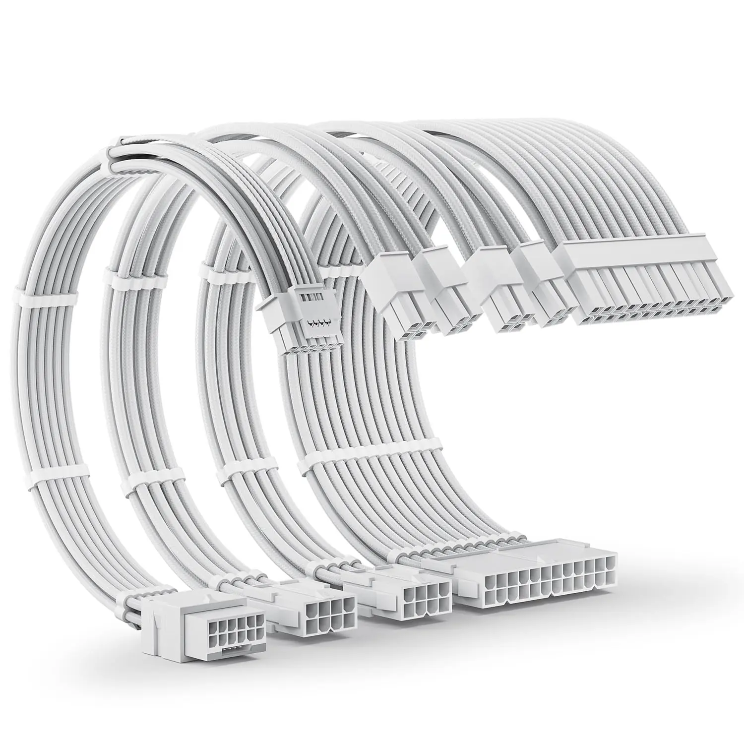 ASIAHORSE 16AWG PCIe 5.0 GPU Extension Cable Snow White – 4-in-1 Kit, 300mm Length, Alloy Copper Terminals, PET Sleeved for RTX 3090Ti, 40 & 50 Series