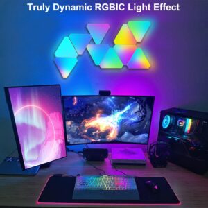 Triangle LED Light Panels with 6 Connection Ports, Smart RGBIC Wall Lights – WIFI Connection – Compatible with Google Assistant &  Alexa –  App Control  or Remote Control – Music Sync –  for Gaming Room Streaming , Gaming Setup, Home Decor , 6 Pack