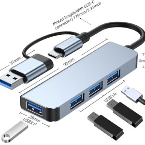 USB C HUB, 4-in-1 USB C Adapter Docking Station with USB3.0 * 4, Compatible with MacBook Pro/Air, Other Type C Laptops Devices.