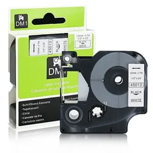 Compatible DYMO DM1 Label Tape Cassette – Black on White, 12mm x 7m, 5-Pack for D1 Series Label Makers