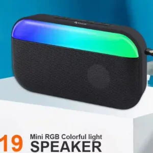 KISONLI S19 RGB Wireless Bluetooth Speaker – 5W Bass Sound, 1200mAh Battery, LED Light, AUX/USB/FM, BT 5.0+EDR, Memory Card Slot, Portable for Outdoor, PC, Phone