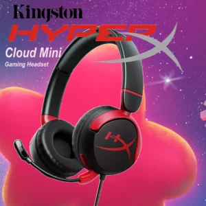 HyperX Cloud Mini Wired Gaming Headset for Kids ; Volume level below 85dB ; Immersive audio ; Durable tuck-away boom microphone ; Lightweight comfort ; Adjustable, rotating earcups ; Multiplatform compatibility | BLACK & RED