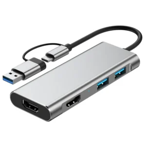 BYL 4-in-1 USB C Docking Station With Dual HDMI 1080P, 100W PD Fast Charging, 5Gbps USB 3.0, Plug & Play, Compact & Lightweight For Windows & MacBook