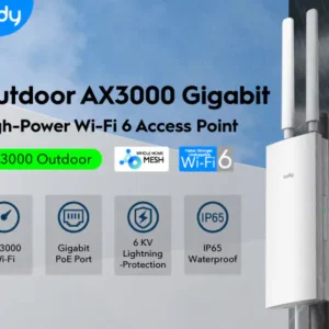 CUDY AP3000 Outdoor AX3000 Wi-Fi 6 Access Point | IP65, 6kV Surge, 1.3GHz Dual-Core, PoE, 320m Range, 200 Devices, Mesh-Ready, MU-MIMO, Beamforming, High Power Antennas