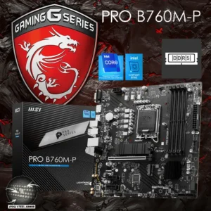 MSI PRO B760M-P Motherboard, Micro-ATX – Supports 14th/13th/12th Gen Intel Core Processors, LGA 1700 – DDR5 Memory Boost 6800+MHz/OC, PCIe 4.0 x16 Slot, M.2 Gen4 Slots
