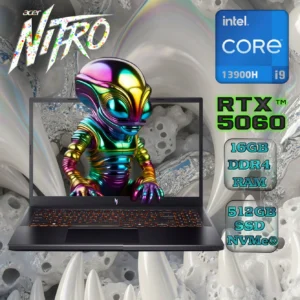 Acer Nitro V 15 ANV15-52-92DD Intel® Core i9-13900H | 16GB DDR4 RAM ; 512GB NVMe SSD | RTX 5060 (8GB) | 15.6 inch 165Hz Active Matrix TFT LCD Display | Amber Backlit Keyboard | DOS | BLACK  
