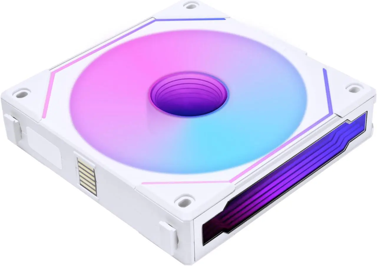Lian Li UNI FAN SL-INF 120 Reverse Blade ARGB Fan, 120mm PWM, Infinity Mirror Design, Daisy-Chain, Magnetic Fluid Bearing, Custom Lighting, Quiet High-Flow, White