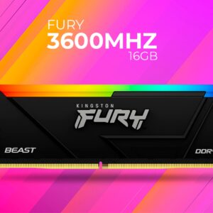 Ram Kingston Fury 16GB Beast 3600MT/s DDR4 CL18 Desktop Memory Single Module | Intel XMP | AMD Ryzen | Plug n Play | RGB Infrared Syncing | KF436C18BB2A/16
