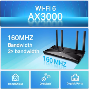 TP-Link Archer AX53 AX3000 Dual Band Gigabit Wi-Fi 6 Router – 3Gbps Speed, OFDMA, 160MHz Bandwidth, HomeShield Security, EasyMesh, WPA3, Alexa Compatible
