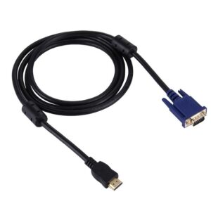 HDMI to VGA Adapter, Driverless 6 Foot (1.8 Meter) Converter Cable Supporting Up to 1920 x 1080 (60Hz) HDMI Male To VGA Male 15PIN Video Cable | Black