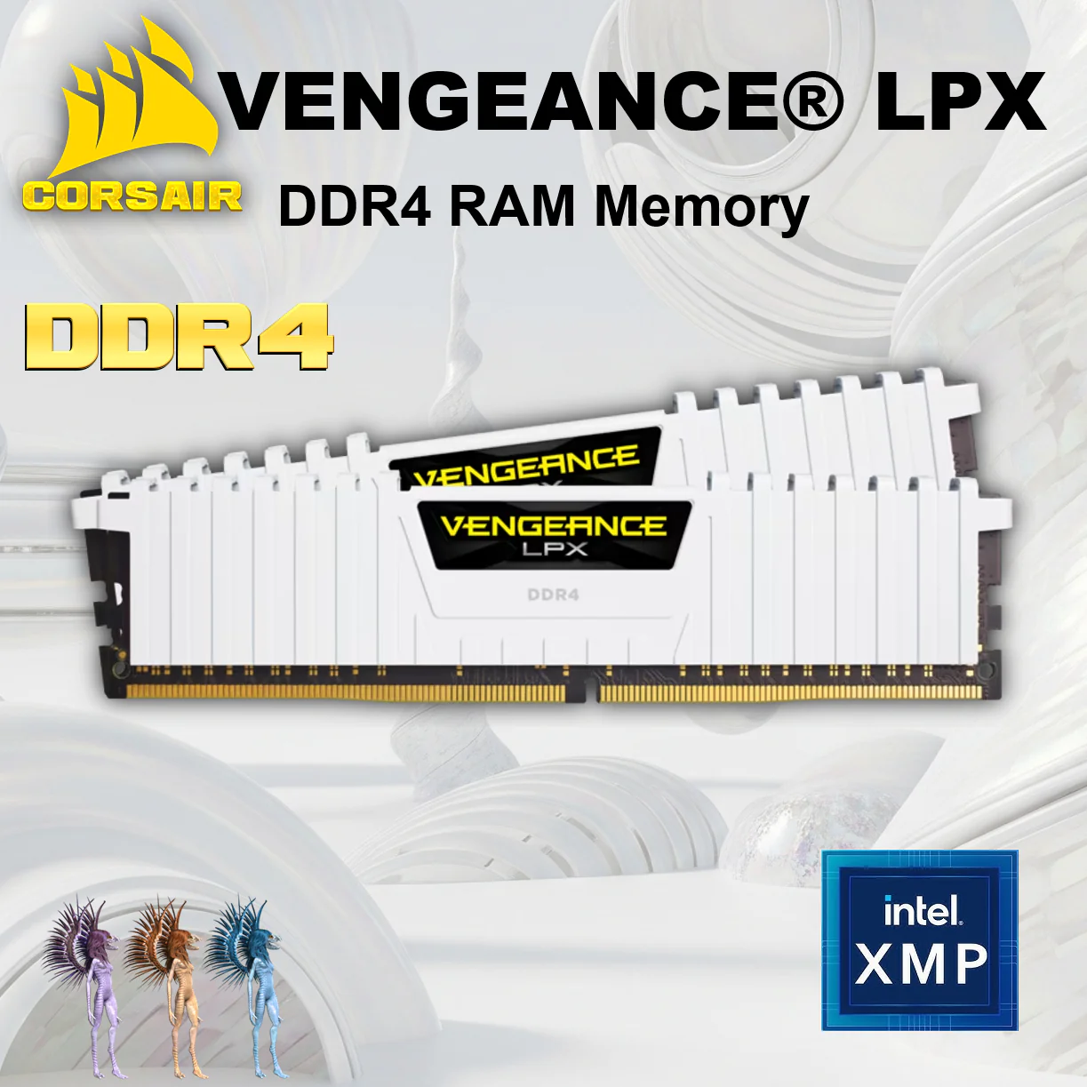 CORSAIR VENGEANCE® 16GB Kit (2x8GB) DDR4 3000MHz C16 1.35V RAM Memory With XMP 2.0 Profiles, Aluminum Heatspreader, Low-Profile Design, Intel XMP Ready | CMK16GX4M2D3000C16W