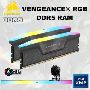 CORSAIR Vengeance RGB 96 GB Kit (2x 48GB) DDR5 6400MT/s CL32 1.40V (PC5 51200) Memory Kit With Ten-Zone RGB, Intel XMP 3.0  Ready ,  AMD EXPO Compatible , Onboard Voltage Regulation, Aluminum Heatspreader | DARK GREY ~ CMH96GX5M2B6400C32