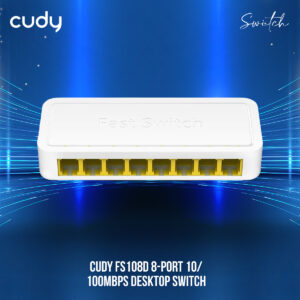 CUDY FS108D 8-Port Desktop Switch : Speeds up to 100Mbps (Half Duplex) or 200Mbps IEEE 802.3x (Full Duplex) ;  Non-Blocking Architecture ; Auto MDI/MDIX ; Connect Up to 8 Devices ; Plug and Play | WHITE  | NO WARRANTY