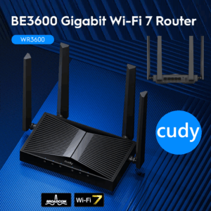 CUDY WR3600 Wi-Fi 7 Router – Dual-Band, 3.6 Gbps Speed, 5 Gigabit Ports, VPN Support, Parental Controls, Easy Setup, Wide Coverage, 200 Device Connectivity, Powerful Quad-Core CPU, and Cudy App Management | NO WARRANTY