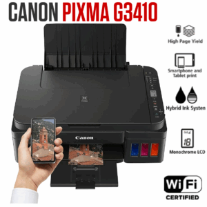 Canon Pixma G3410 3in1 INK WIFI Printer – Print, Copy, Scan, Cloud Link – Up to 48001 x 1200 dpi Resolution – Black and Colour Printing – Refillable Ink Tank | BLACK