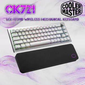 Cooler Master CK721 65 Percent Hybrid Wireless Mechanical Gaming Keyboard with Brown Switches , RGB , 3 Way Dial , Ergonomic Wrist Rest , Aluminum Compact Design | WHITE SILVER