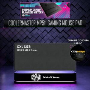 Cooler Master MP511 XXL Gaming Mouse Pad with Splash-Resistant,Durable Cordura Fabric, Anti-Slip Rubber Base for Gaming Mouse |XXL Size: 1220 x 610 x 3 mm 