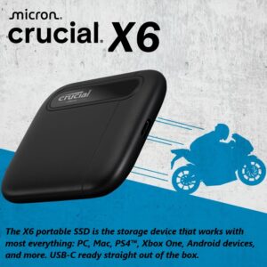 Crucial X6 1TB Portable SSD – Up to 800MB/s – PC and Mac – USB 3.2 USB-C External Solid State Drive – CT1000X6SSD9