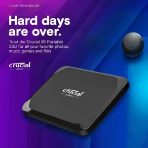 Crucial X9 2TB Portable SSD – Reads up to 1050MB/s – Lightweight and Small Storage for backups, Videos and Photos with Mylio Photo Management Offer – PC and Mac – USB 3.2 – External Solid State Drive