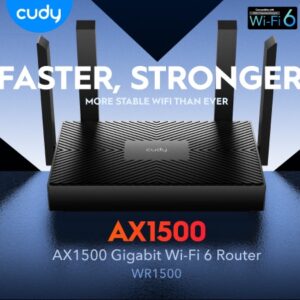 Cudy AX1500 Dual Band Wi-Fi 6 Router, 802.11ax Internet Router, Access Point, 4 5dBi Antennas, MU-MIMO, Beamforming, OFDMA, WPA3, WR1500 | NO WARRANTY