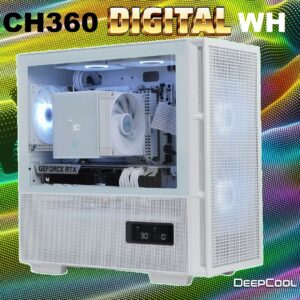 DEEPCOOL CH360 DIGITAL WH ARGB mATX White Gaming Case – Supports Mini-ITX / Micro-ATX –  Build in One 120mm & Two 140mm ARGB Fans | REAL-TIME DUAL-STATUS DIGITAL DISPLAY  | USB3.0, Audio , TYPE-C Front I/O Ports | Tempered Glass Window | WHITE R-CH360-WHAPE3D-G-1