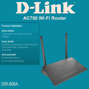 D-LINK DIR-806A AC750 Wi-Fi Router ; Dual Band 5GHz  & 2.4GHz , 802.11a/b/g/n/ac compatible ; Secure Wireless Connection WEP, WPA/WPA2, MAC ; Guest Wi-Fi Network ; Easy Configuration and Update | DIR-806A