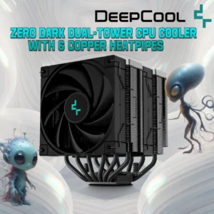 DeepCool Ak620 Zero Dark Dual-Tower CPU Cooler with 6 Copper Heatpipes , 120mm Fdb Fans , 500-1850 Rpm , 68.99 Cfm, 260w Max Dissipation , Intel LGA AMD AM5/AM4 Sockets | BLACK