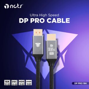 NCTS 80 Gbps DisplayPort 2.1 Cable 1.5 m, DP80 Cable with 16K 60 Hz, 8K 240 Hz, 4K 240 Hz Black with FreeSync, G-SYNC and HDR, DSC for Gaming Monitor, PC, RTX 4080/4090, RX 7900