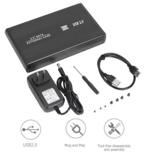 High-Speed 3.5-Inch SATA HDD Enclosure with Aluminum Design, Tool-Free Installation, and USB 2.0 Interface for Seamless Data Transfer and Storage
