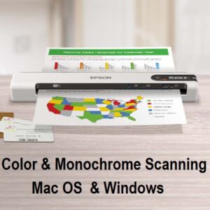 EPSON WorkForce DS-80W Wi-Fi Portable Scanner 8.5ppm 600 DPI | Compact 272‎ x 47 x 34 mm | Network & Wifi |  Wi-Fi Direct, USB 2.0 Micro-B Interface  | Color & Monochrome Scanning |  Mac OS  & Windows | WHITE 