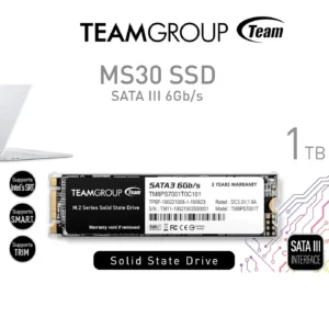TEAMGROUP MS30 1TB M.2 SATA III 6Gb/s SSD – High-Speed NGFF Solid State Drive with Intel SRT, TRIM, S.M.A.R.T., Power Saving Tech, 1.5M Hours MTBF