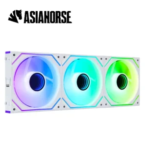 AsiaHorse Dawn Pro ARGB 120mm Fan 3-Pack – Modular Daisy Chain, Infinity Mirror, PWM Control, HDB Bearing, 900-1850 RPM, 71 CFM Airflow, ARGB Sync – Reverse White Black