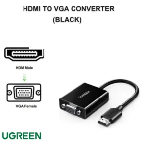 UGREEN CM611 HDMI to VGA Adapter (Model 90813) – Full HD 1080p Signal Conversion, Plug & Play, HDMI Male to VGA Female, Compact ABS Build, Black, Universal Compatibility