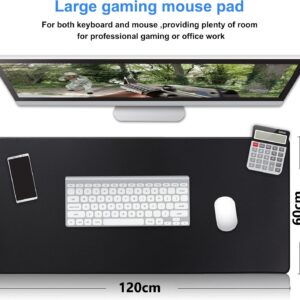 Gaming Mouse Pad, Extended Mouse Pad Size 120x60cm Thickness 3mm Premium-Textured Non-Slip & Waterproof Computer Mousepad with Stitched Edges for Gaming, Office & Home | Black