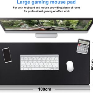 Gaming Mouse Pad, Extended Mouse Pad Size 100x50cm Thickness 3mm Premium-Textured Non-Slip & Waterproof Computer Mousepad with Stitched Edges for Gaming, Office & Home | Black